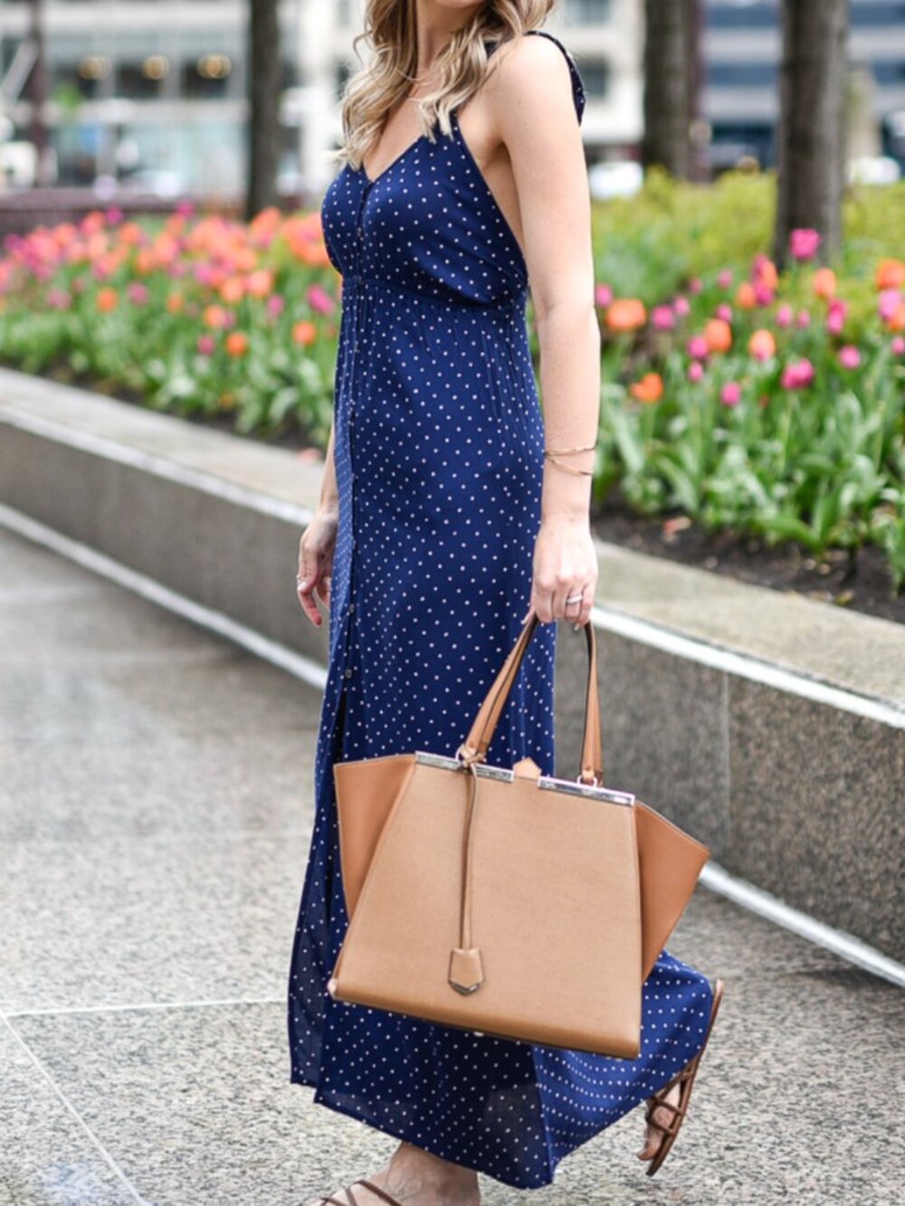 Billabong First Dreamer Dress - Polka Dot Maxi Dress in Blue & White XS